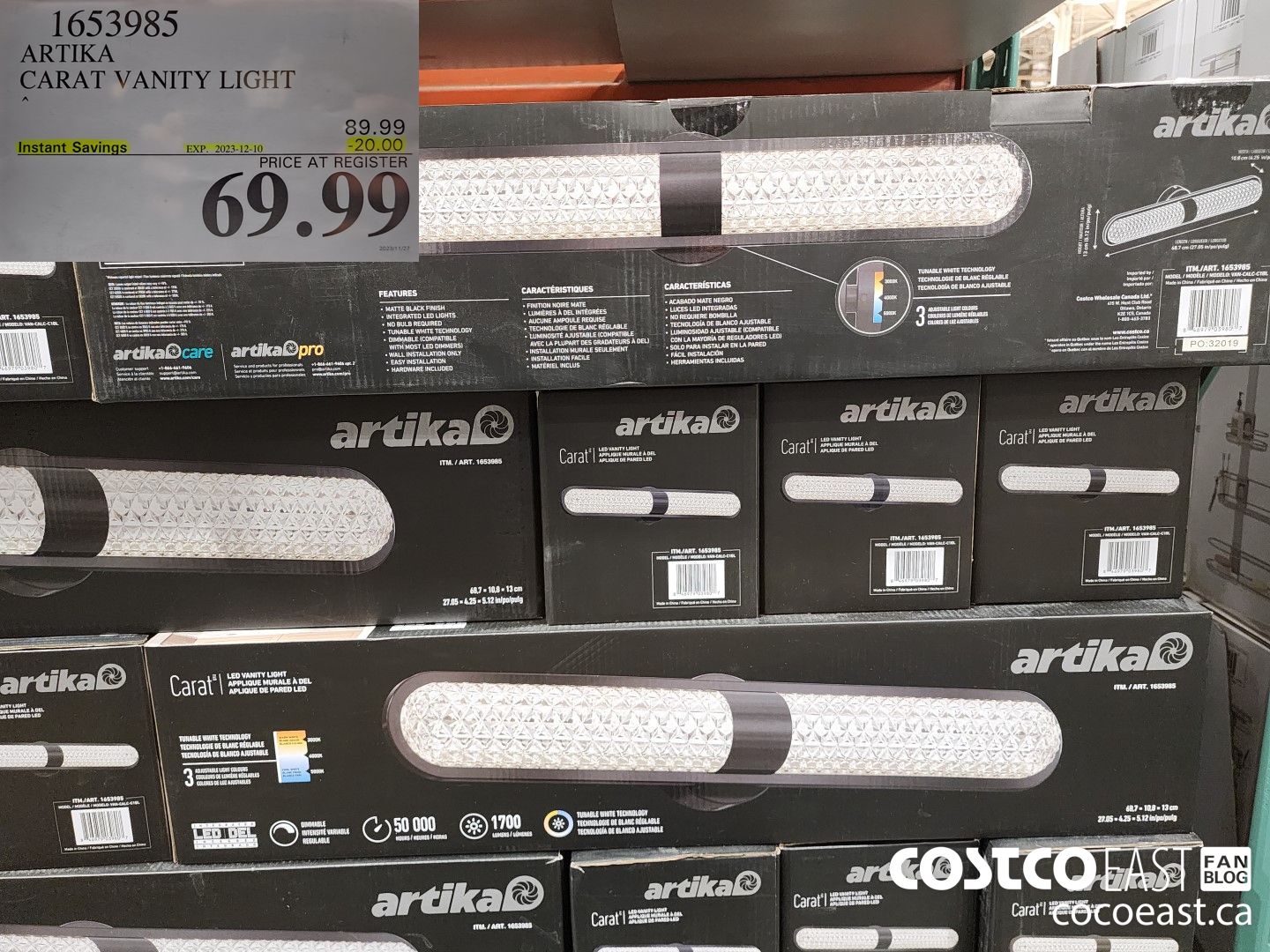 1653985 ARTIKA CARAT VANITY LIGHT ($20.00 INSTANT SAVINGS EXPIRES ON 2023-12-10) $69.99