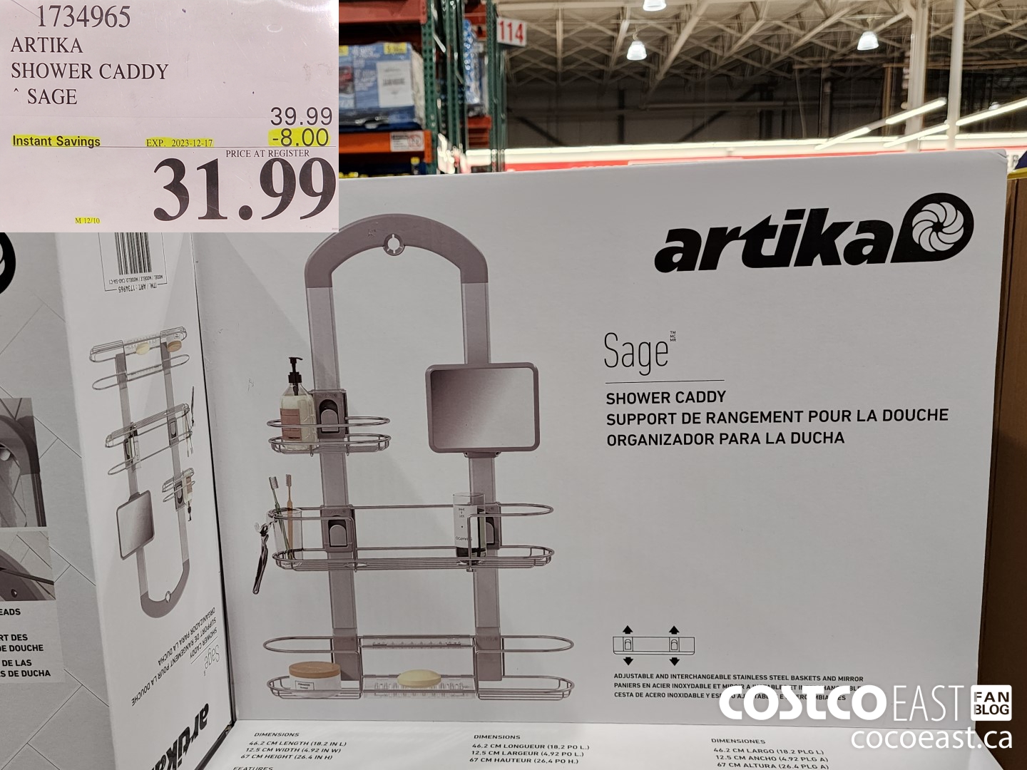 1734965 ARTIKA SHOWER CADDY SAGE ($8.00 INSTANT SAVINGS EXPIRES ON 2023-12-17) $31.99