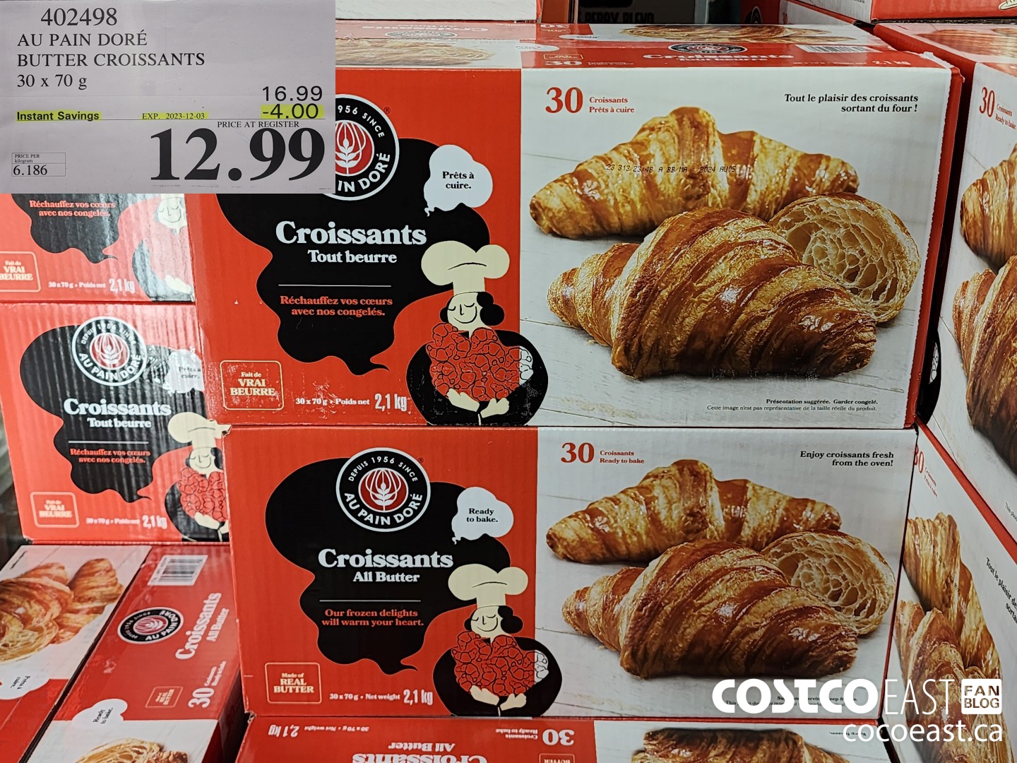 402498 AU PAIN DORE BUTTER CROISSANTS 30 X 70 G ($4.00 INSTANT SAVINGS EXPIRES ON 2023-12-03) $12.99