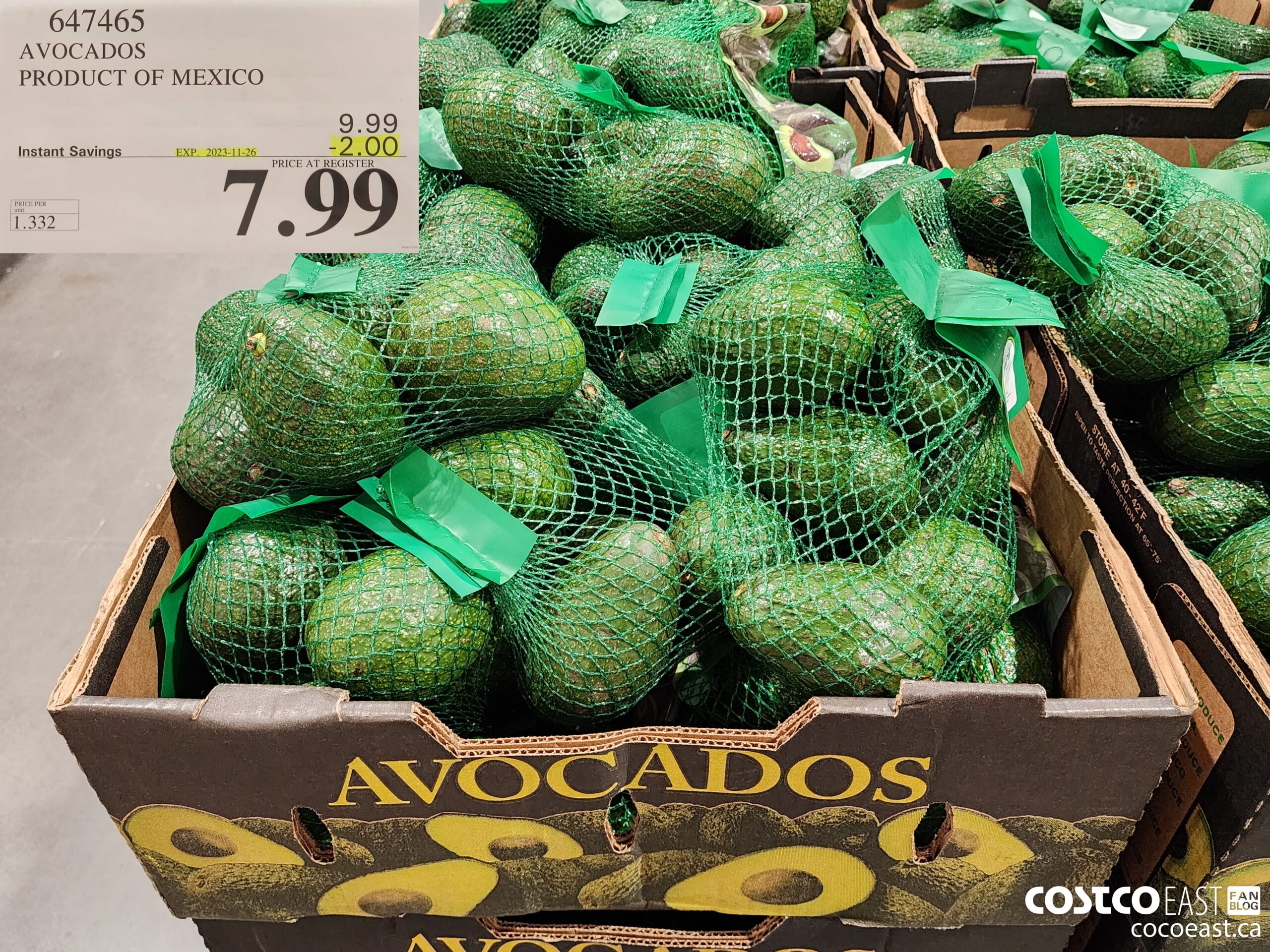 647465 AVOCADOS PRODUCT OF MEXICO ($2.00 INSTANT SAVINGS EXPIRES ON 2023-11-26) $7.99