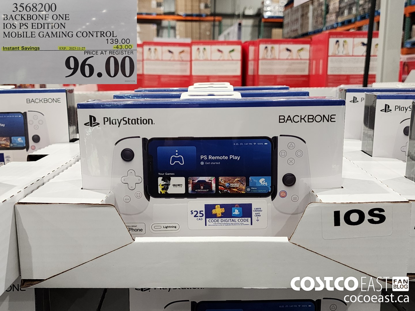 3568200 BACKBONE ONE IOS PS EDITION MOBILE GAMING CONTROL ($43.00 INSTANT SAVINGS EXPIRES ON 2023-11-27) $96.00