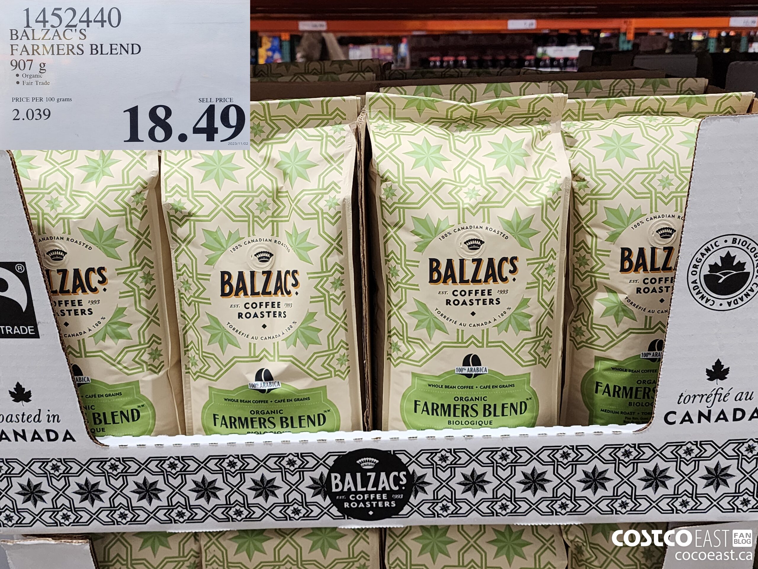 1452440 BALZAC'S COFFEE FARMERS BLEND 907g $18.49