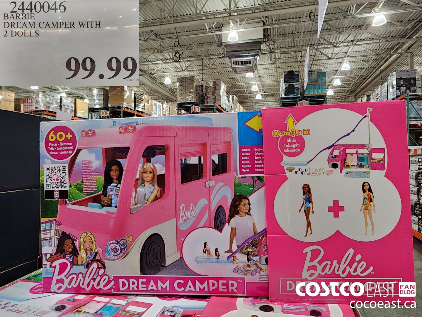 2440046 BARBIE DREAM CAMPER WITH 2 DOLLS $99.99
