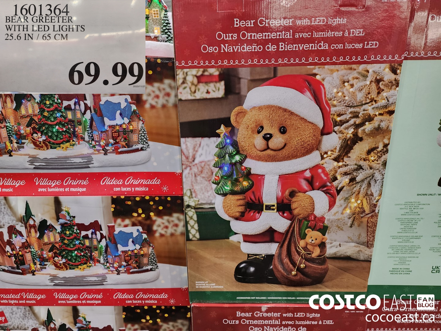 1601364 BEAR GREETER 25.6 IN / 65 CM WITH LED LIGHTS $69.99