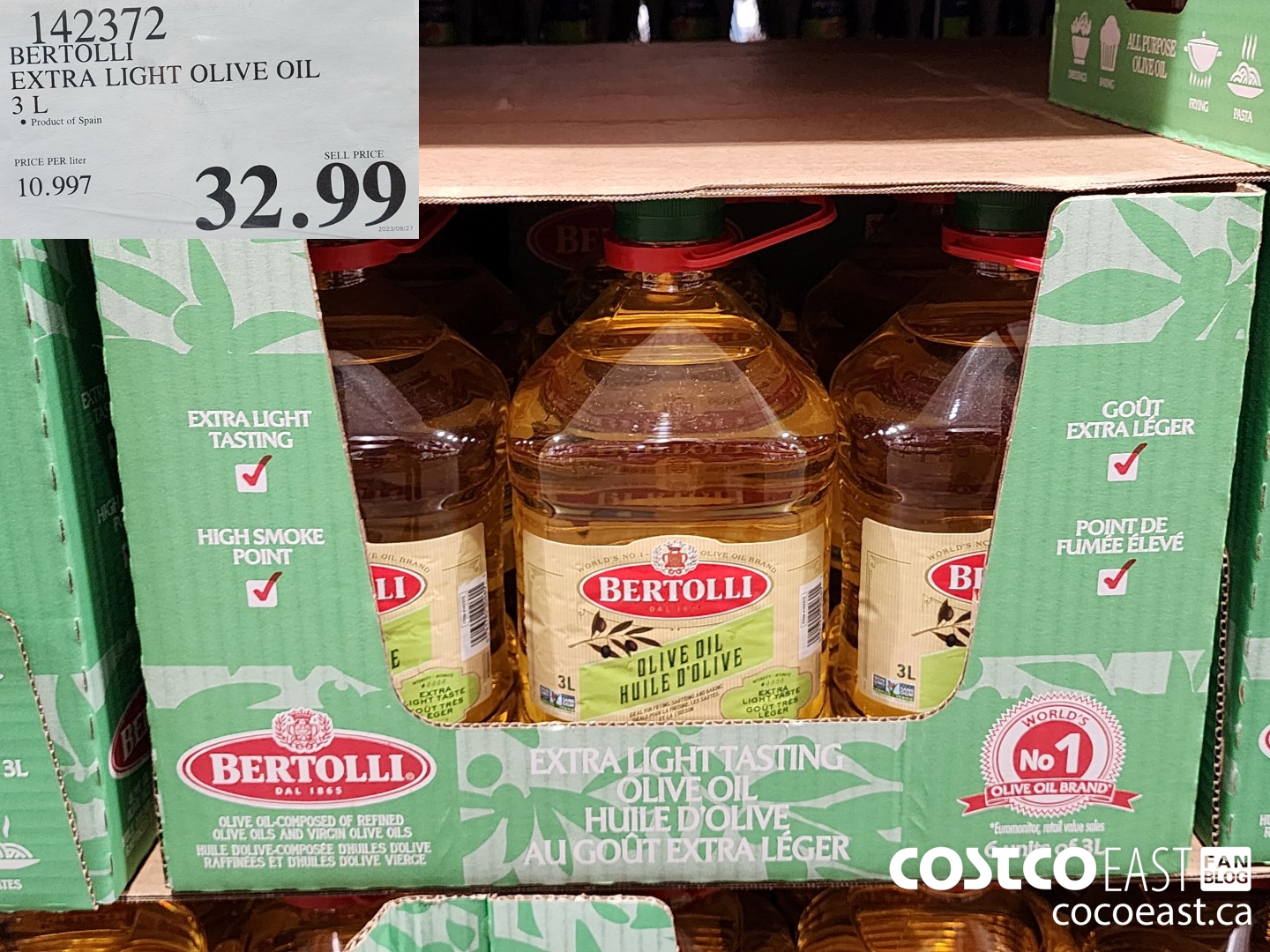 142372 BERTOLLI EXTRA LIGHT OLIVE OIL 3L $32.99