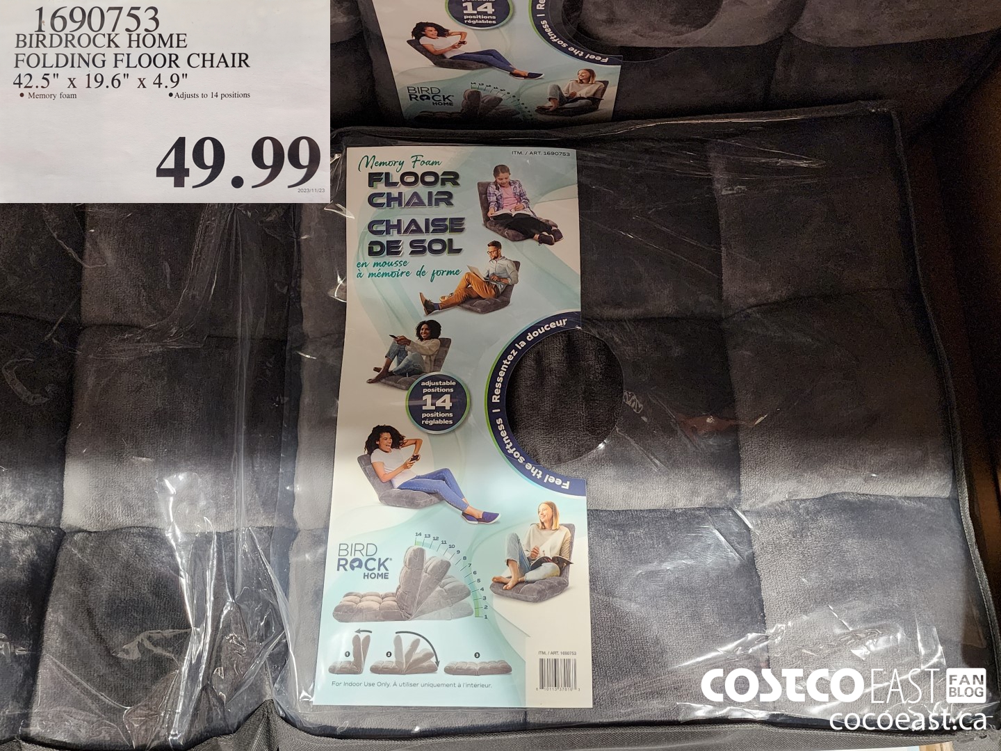 1690753 BIRDROCK HOME FOLDING FLOOR CHAIR 42.5