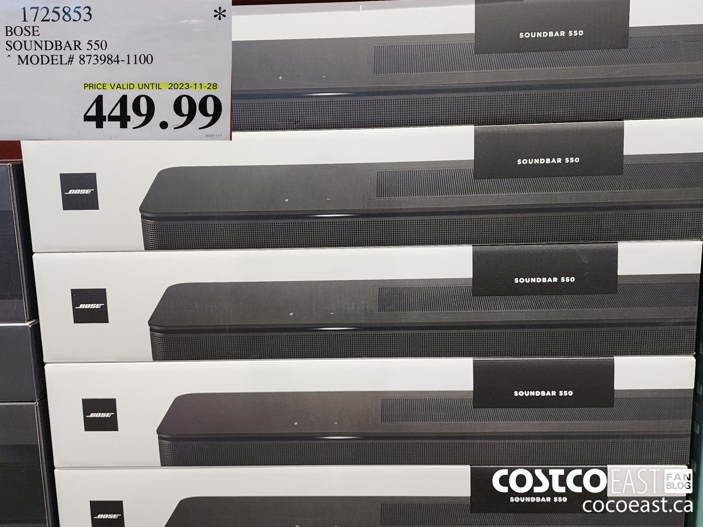 1725853 BOSE SOUNDBAR 550 * MODEL# 873984-1100 $449.99