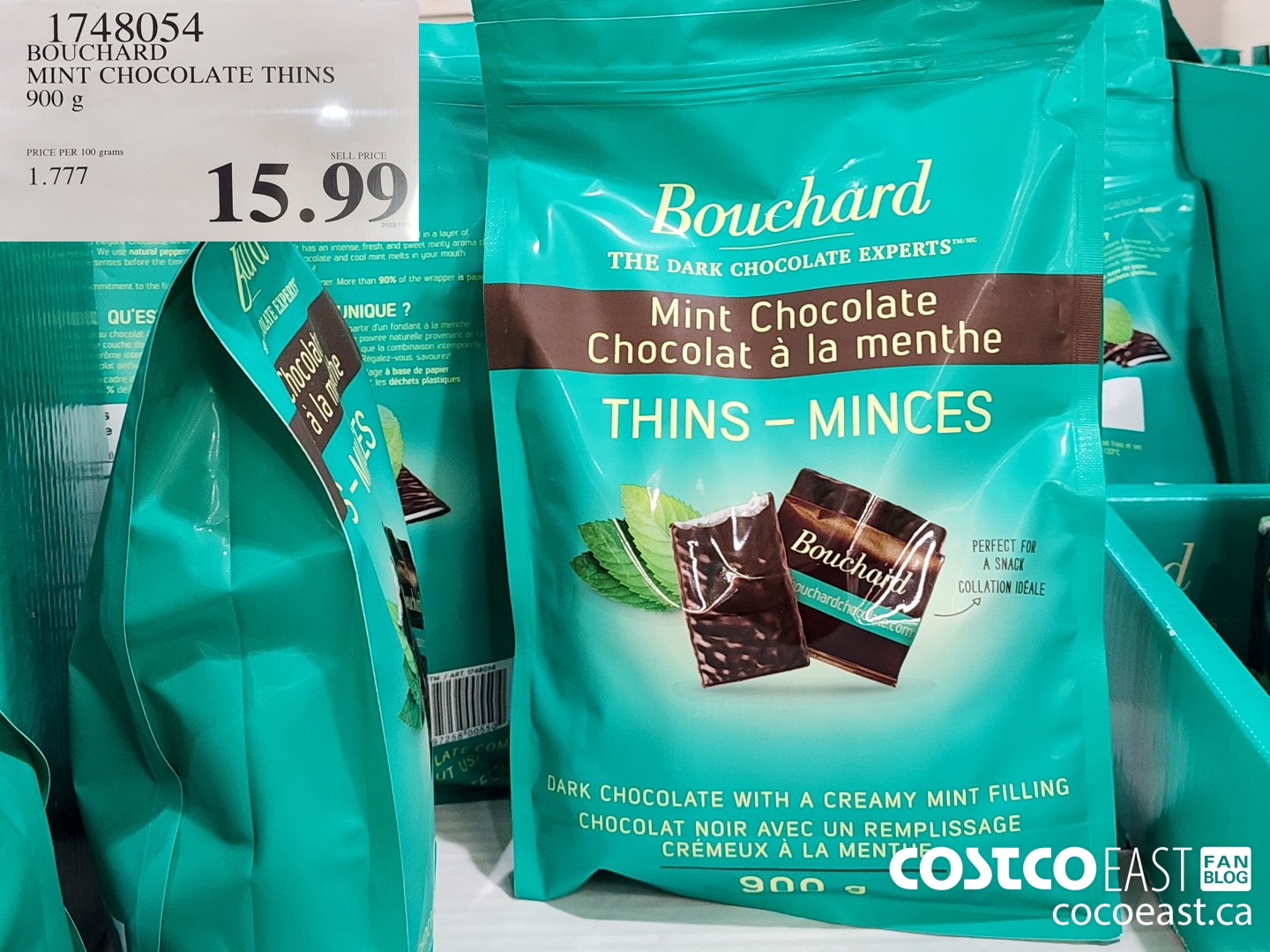 1748054 BOUCHARD MINT CHOCOLATE THINS 900 G $15.99