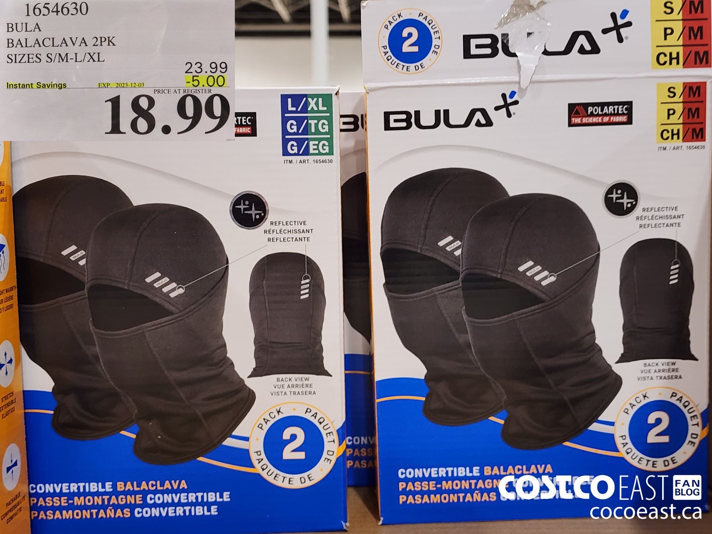1654630 BULA BALACLAVA 2PK SIZES S/M-L/XL ($5.00 INSTANT SAVINGS EXPIRES ON 2023-12-03) $18.99