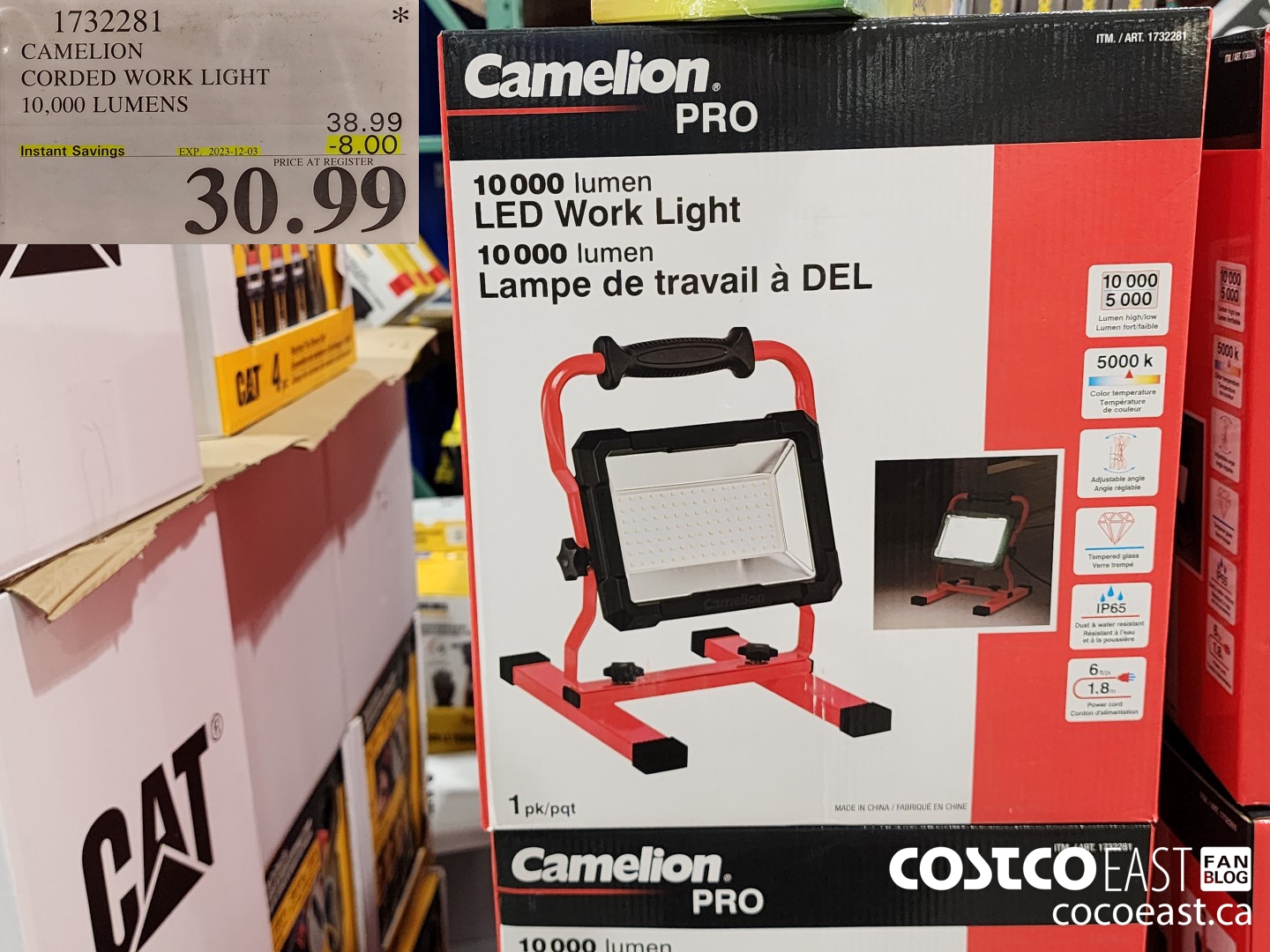 1732281 CAMELION CORDED WORK LIGHT 10,000 LUMENS ($8.00 INSTANT SAVINGS EXPIRES ON 2023-12-03) $30.99