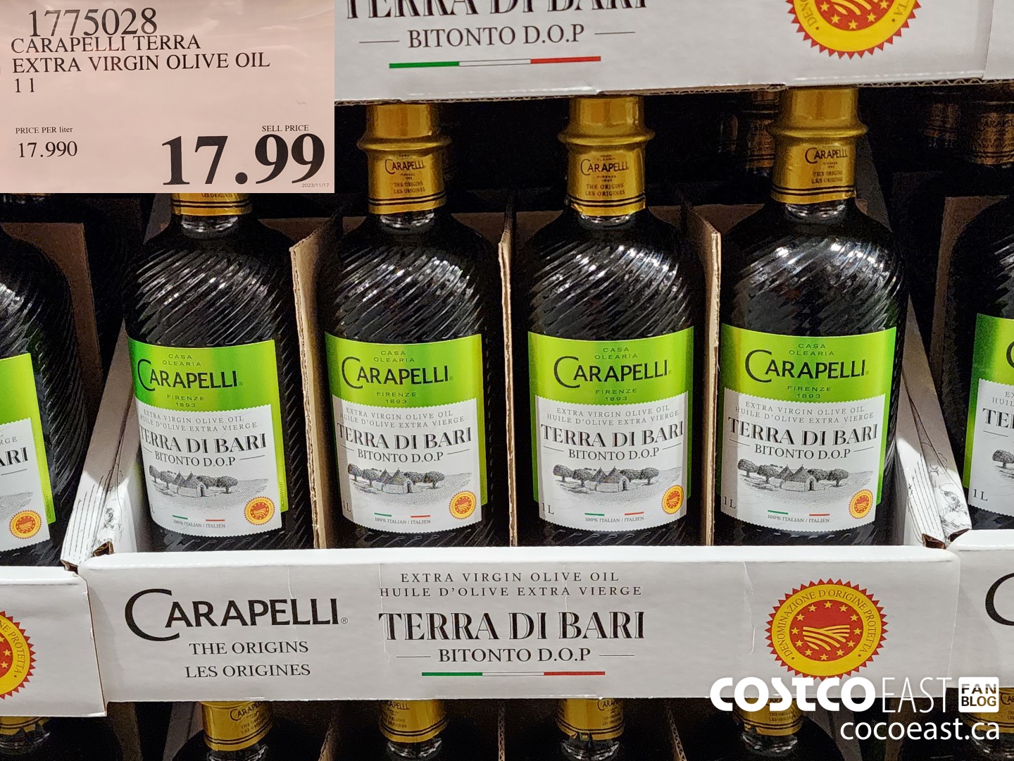 1775028 CARAPELLI TERRA EXTRA VIRGIN OLIVE OIL 1 L $17.99