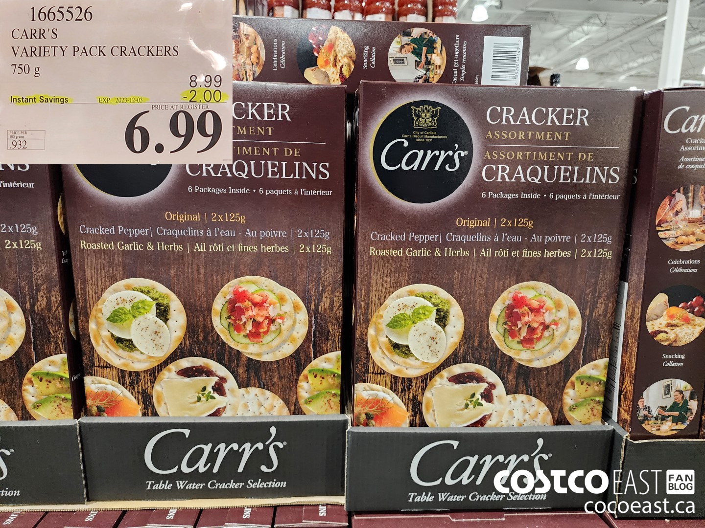 1665526 CARR'S VARIETY PACK CRACKERS 750 G ($2.00 INSTANT SAVINGS EXPIRES ON 2023-12-03) $6.99