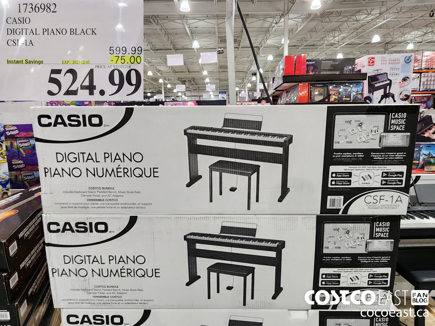 1736982 CASIO DIGITAL PIANO BLACK CSF-1A ($75.00 INSTANT SAVINGS EXPIRES ON 2023-12-03) $524.99