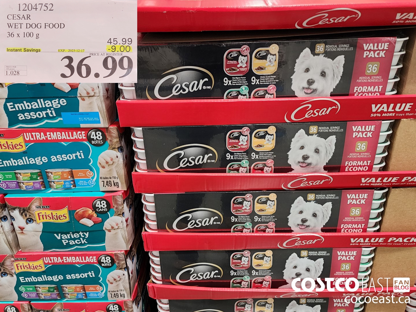 1204752 CESAR WET DOG FOOD 36 x 100 g ($9.00 INSTANT SAVINGS EXPIRES ON 2023-12-17) $36.99