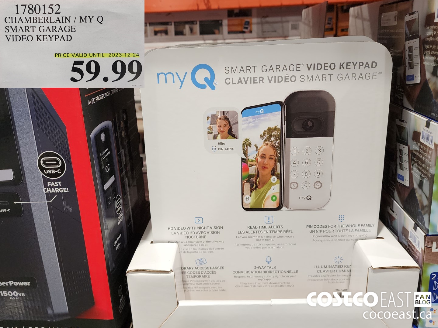 1780152 CHAMBERLAIN / MY Q SMART GARAGE VIDEO KEYPAD $59.99