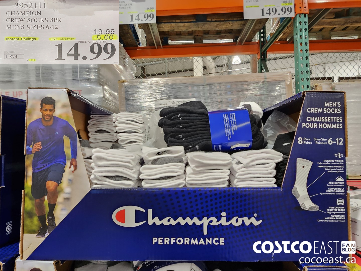 3952111 CHAMPION CREW SOCKS 8PK MENS SIZES 6-12 ($5.00 INSTANT SAVINGS EXPIRES ON 2023-12-17) $14.99