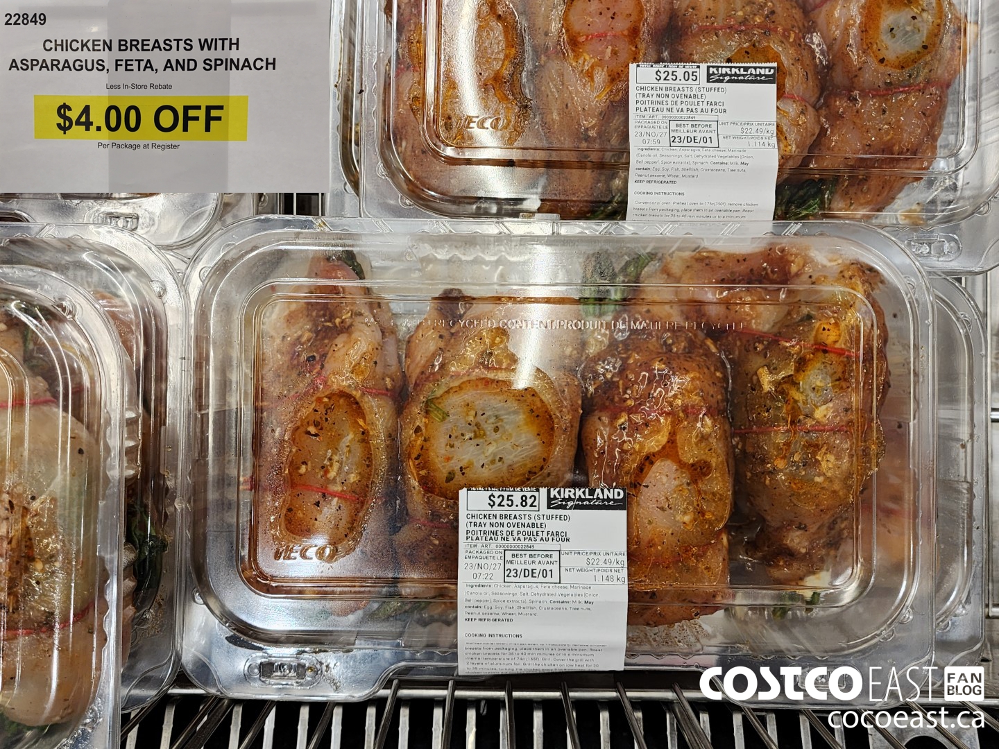 22849 CHICKEN BREASTS WITH ASPARAGUS, FETA AND SPINACH ($4.00 INSTANT SAVINGS)