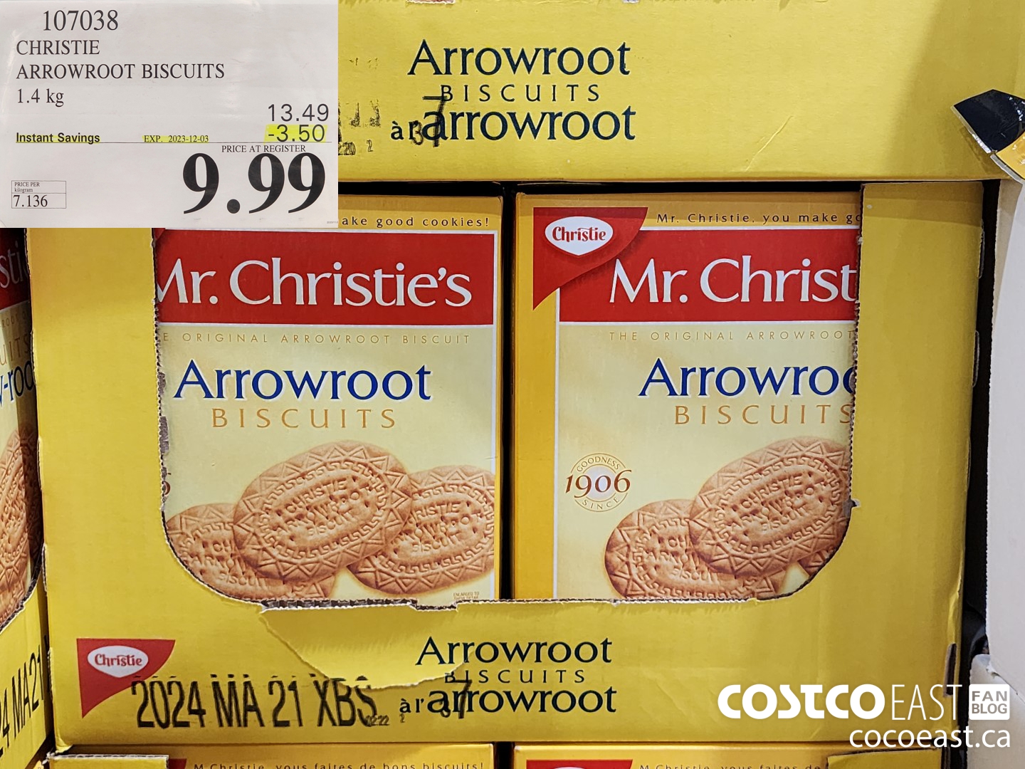 107038 CHRISTIE BROWN ARROWROOT BISCUITS 1.4 KG ($3.50 INSTANT SAVINGS EXPIRES ON 2023-12-03) $9.99