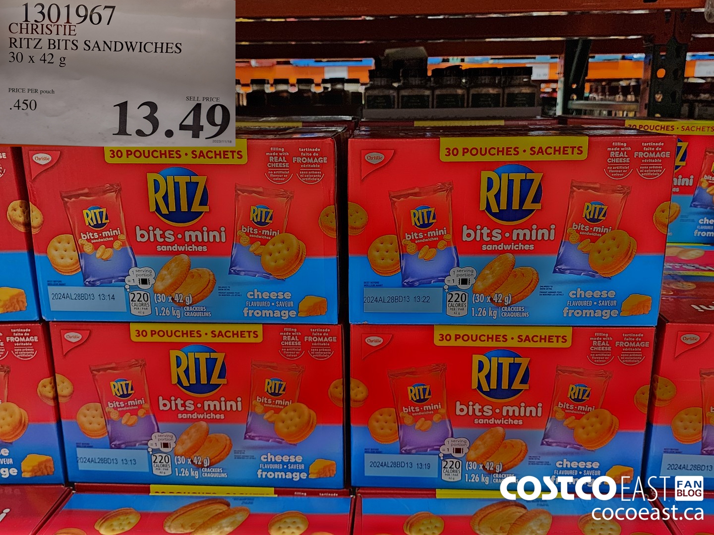 1301967 CHRISTIE RITZ BITS SANDWICHES 30 x 42 g $13.49