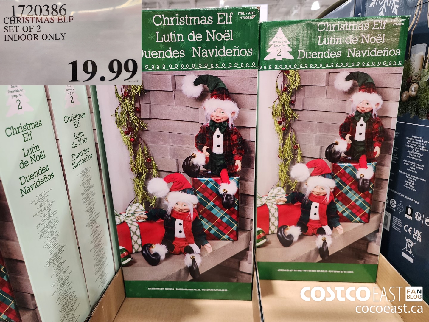 1720386 CHRISTMAS ELF SET OF 2 INDOOR ONLY $19.99