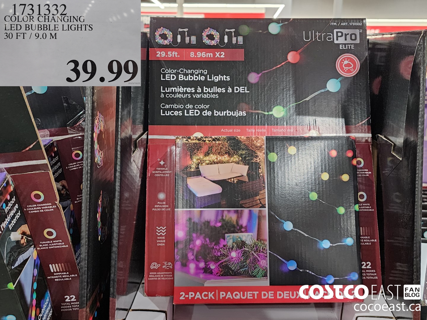 1731332 COLOR CHANGING LED BUBBLE LIGHTS 30 FT /9.0 M  $39.99