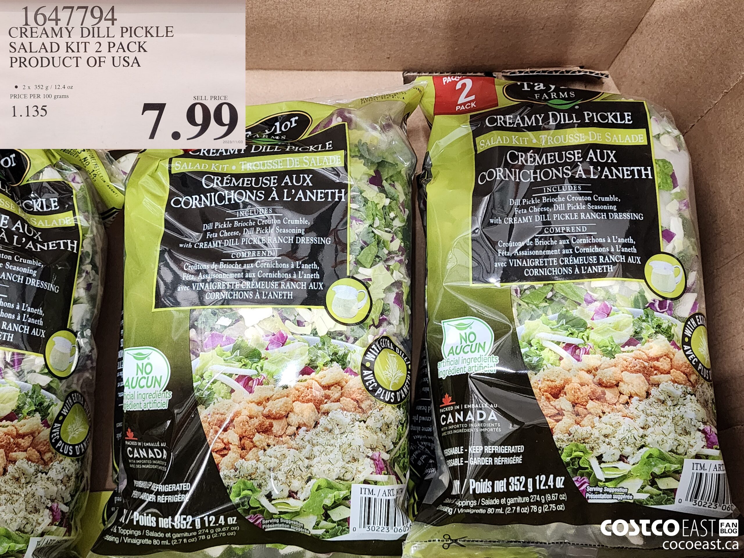 1647794 CREAMY DILL PICKLE SALAD KIT 2-PACK PRODUCT OF USA $7.99