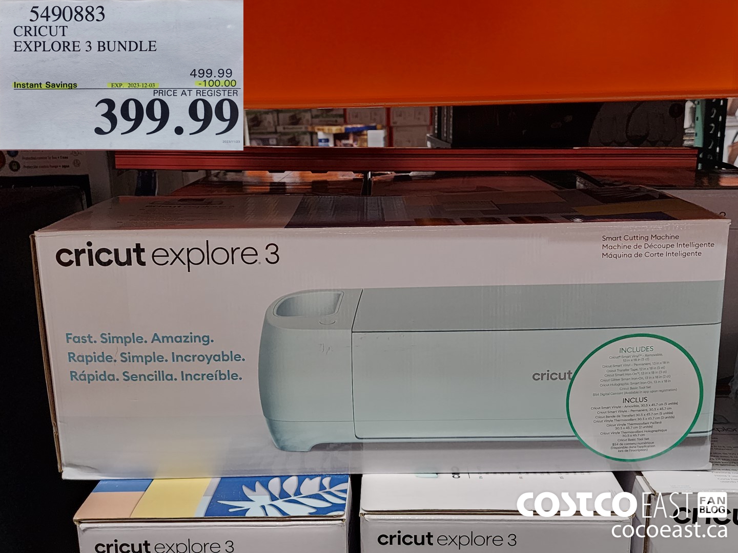 5490883 CRICUT EXPLORE 3 BUNDLE ($100.00 INSTANT SAVINGS EXPIRES ON 2023-12-03) $399.99