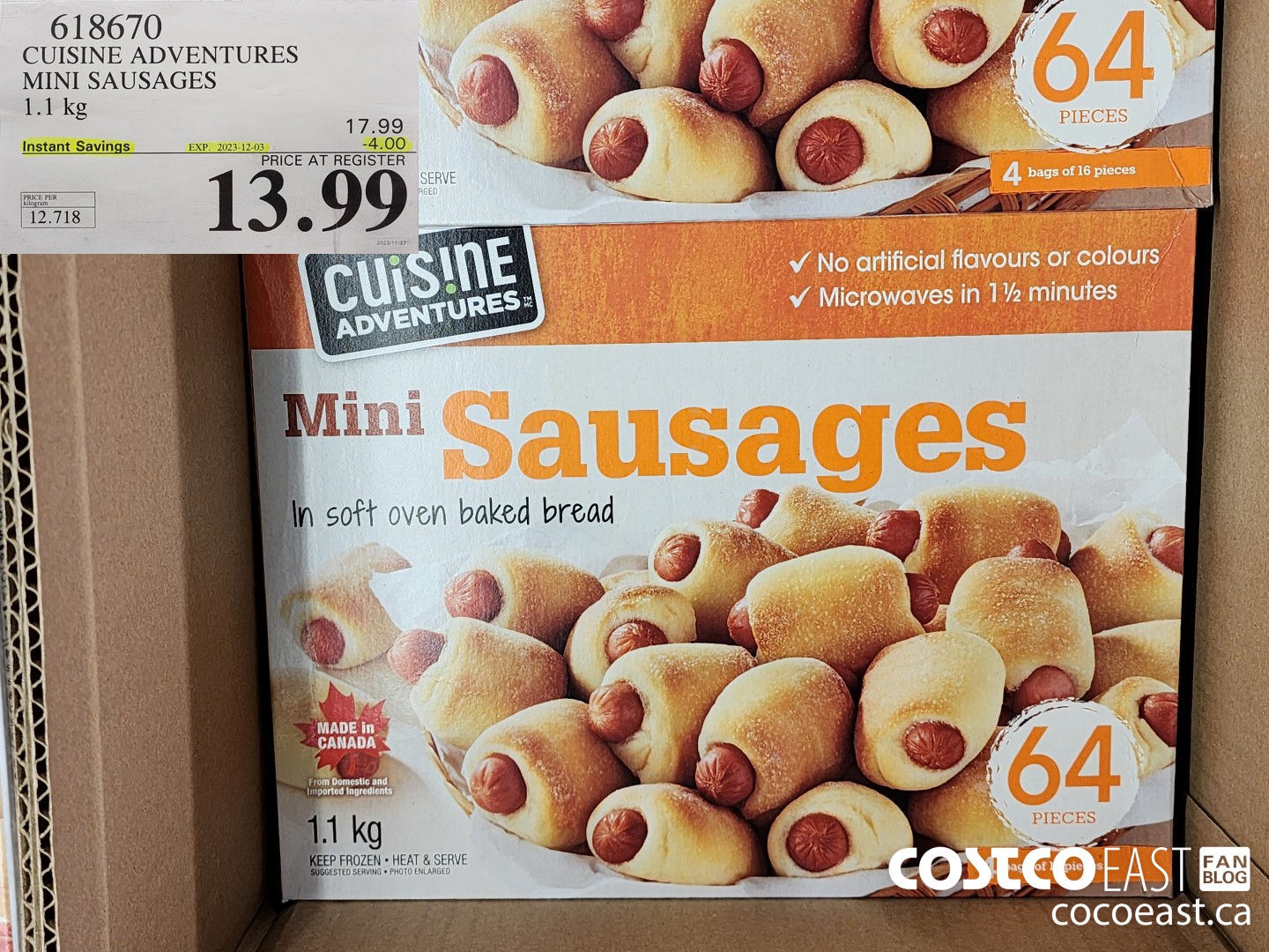 618670 CUISINE ADVENTURES MINI SAUSAGES 1.1 KG ($4.00 INSTANT SAVINGS EXPIRES ON 2023-12-03) $13.99