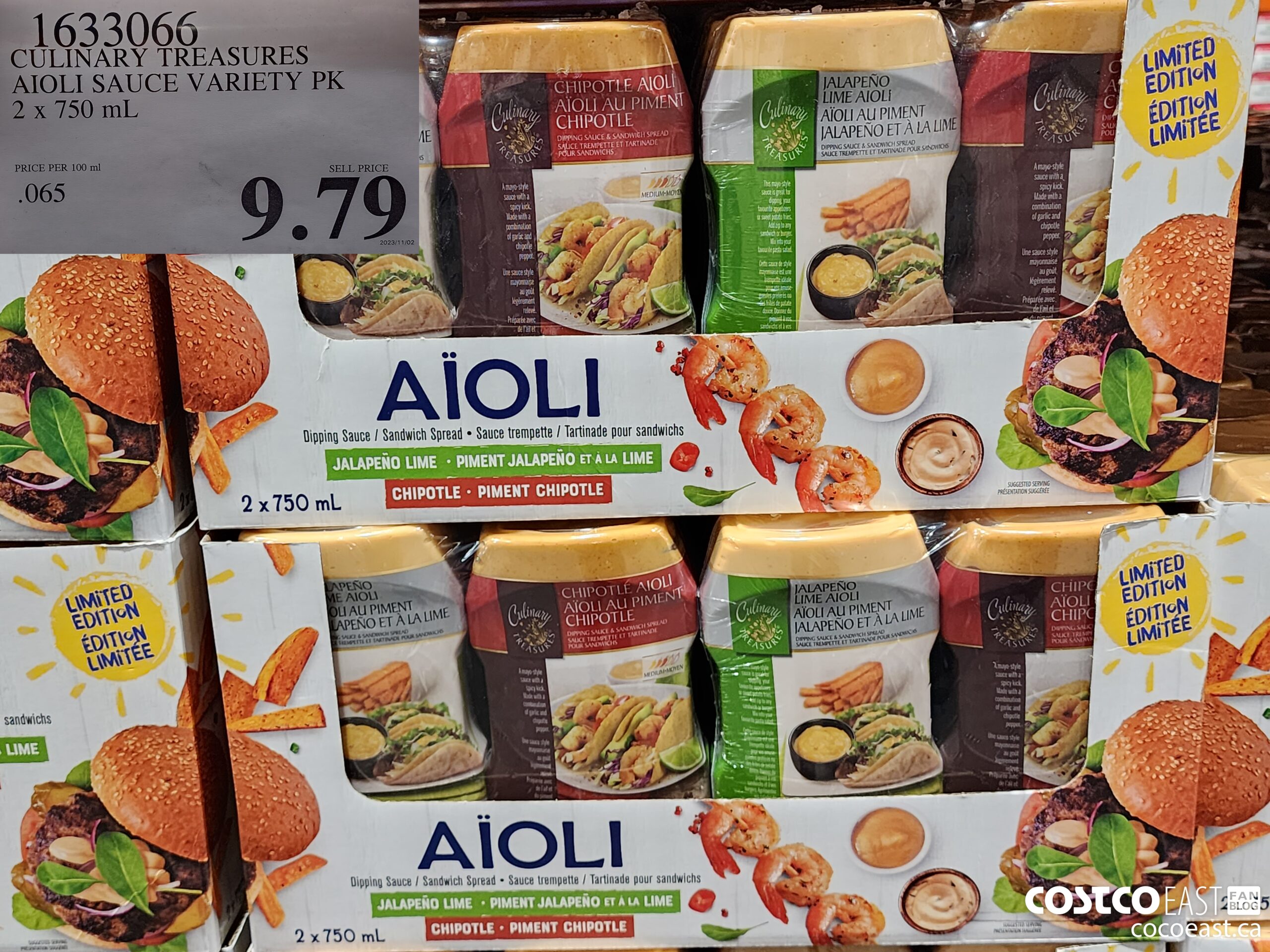 1633066 CULINARY TREASURES AIOLI SAUCE VARIETY PK 2 x 750 mL $9.79