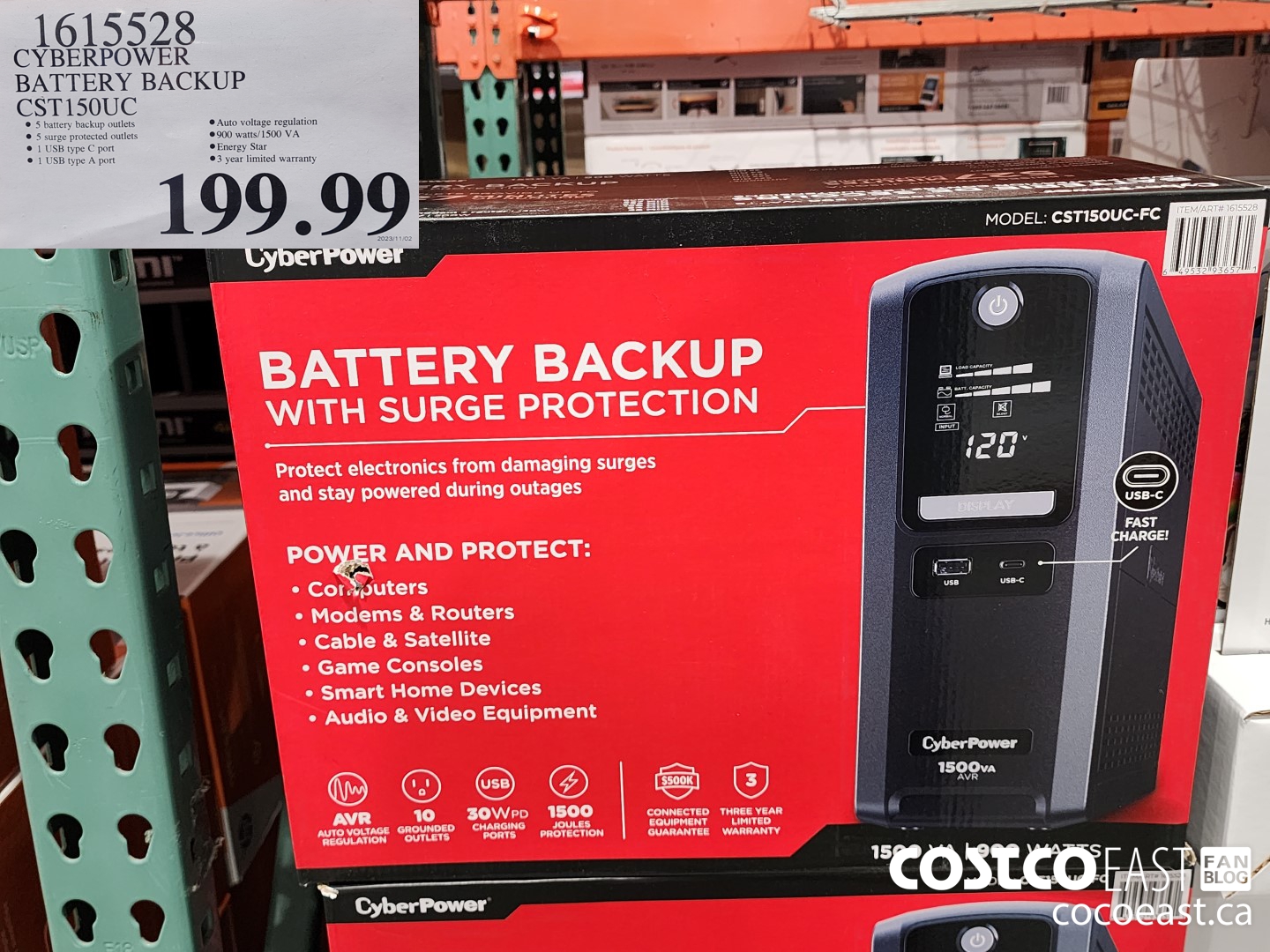 1615528 CYBERPOWER BATTERY BACKUP CST150UC $199.99