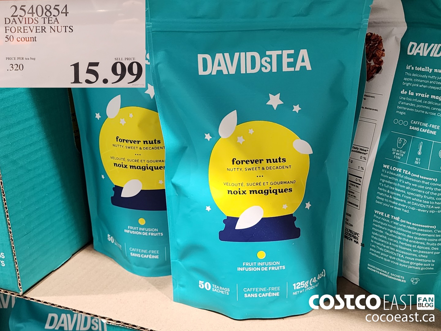 2540854 DAVIDS TEA FOREVER NUTS 50 COUNT $15.99