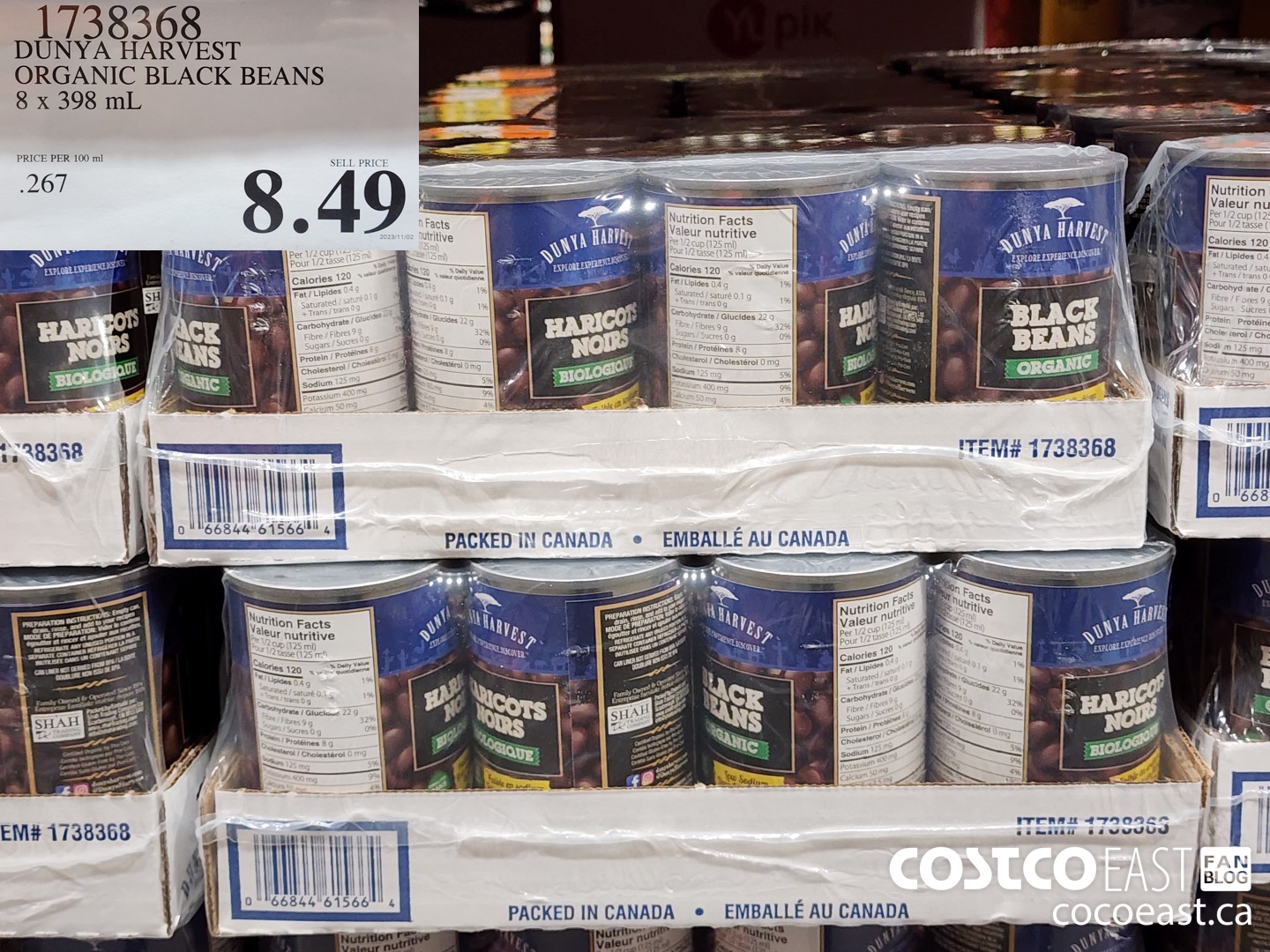 1738368 DUNYA HARVEST ORGANIC BLACK BEANS 8 x 398ml $8.49