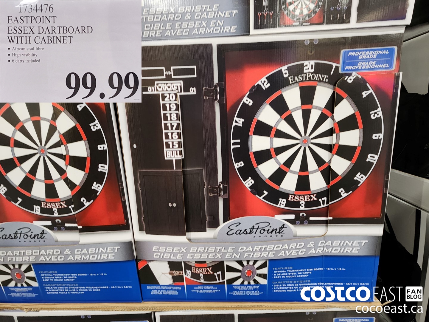 1734476 EASTPOINT ESSEX DARTBOARD WITH CABINET $99.99