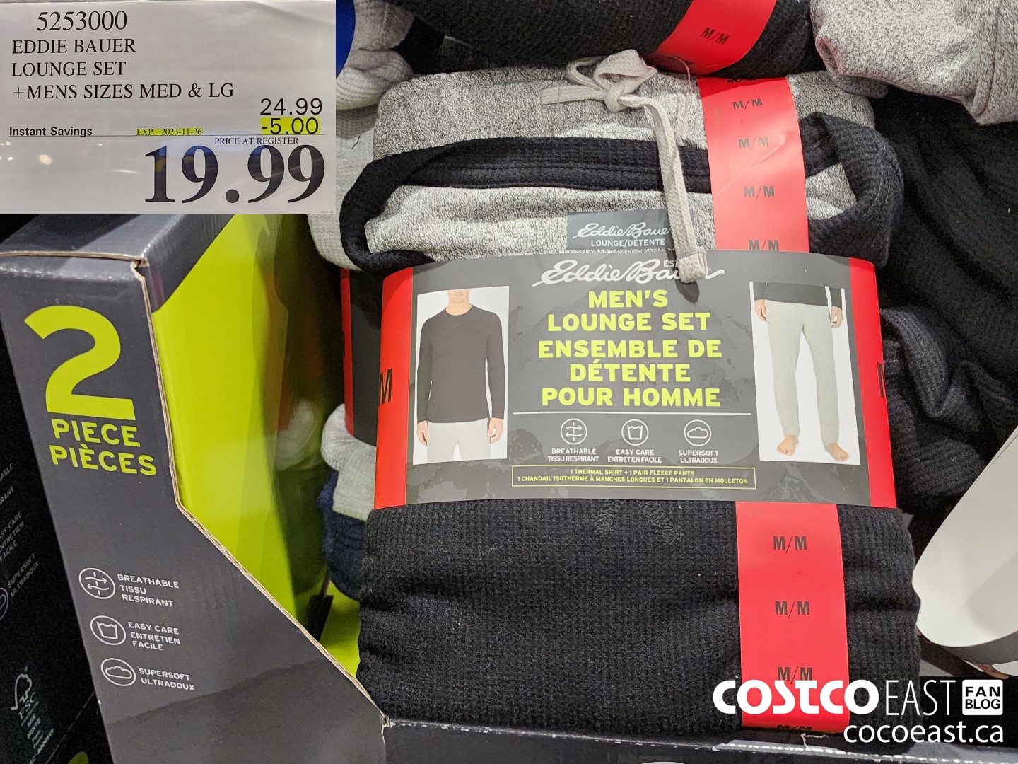 5253000 EDDIE BAUER LOUNGE SET + MENS SIZES MED & LG ($5.00 INSTANT SAVINGS EXPIRES ON 2023-11-26) $19.99