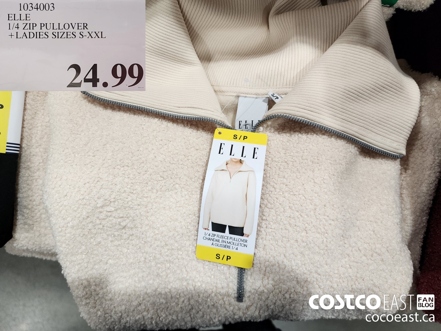 1034003 ELLE 1/4 ZIP PULLOVER + LADIES SIZES S-XXL $24.99