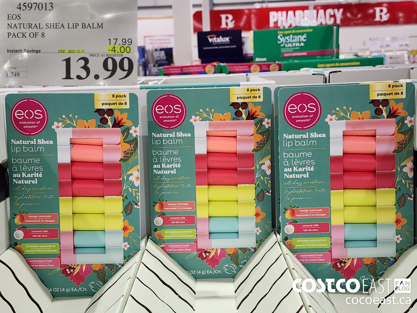 4597013 EOS NATURAL SHEA LIP BALM PACK OF 8 ($4.00 INSTANT SAVINGS EXPIRES ON 2023-12-17) $13.99