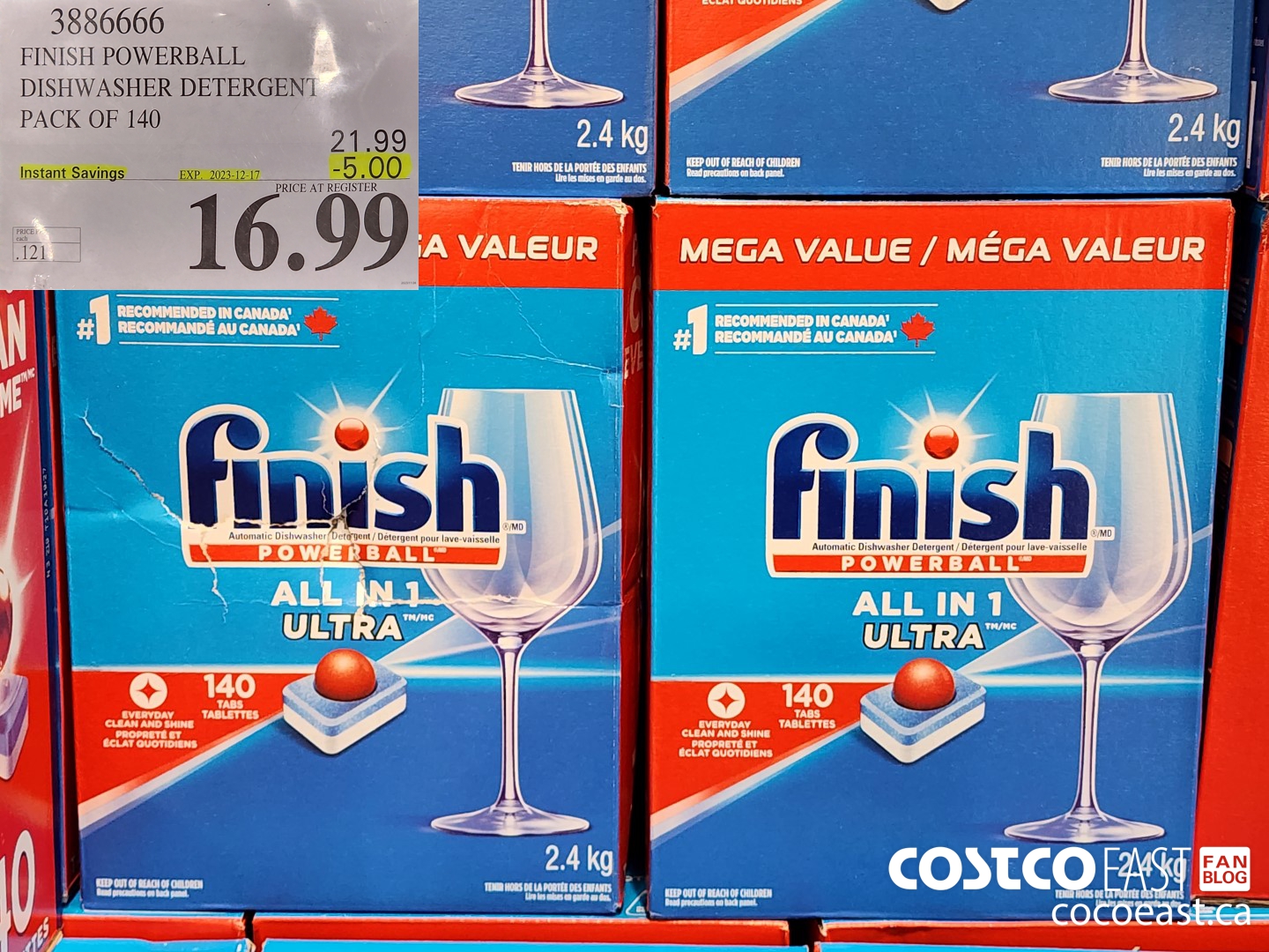 3886666 FINISH POWERBALL DISHWASHER DETERGENT PACK OF 140 ($5.00 INSTANT SAVINGS EXPIRES ON 2023-12-17) $16.99