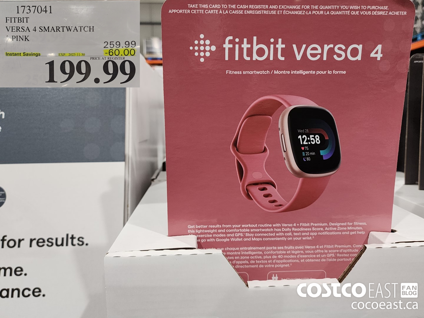 1737041 FITBIT VERSA 4 SMARTWATCH PINK ($60.00 INSTANT SAVINGS EXPIRES ON 2023-11-30) $199.99