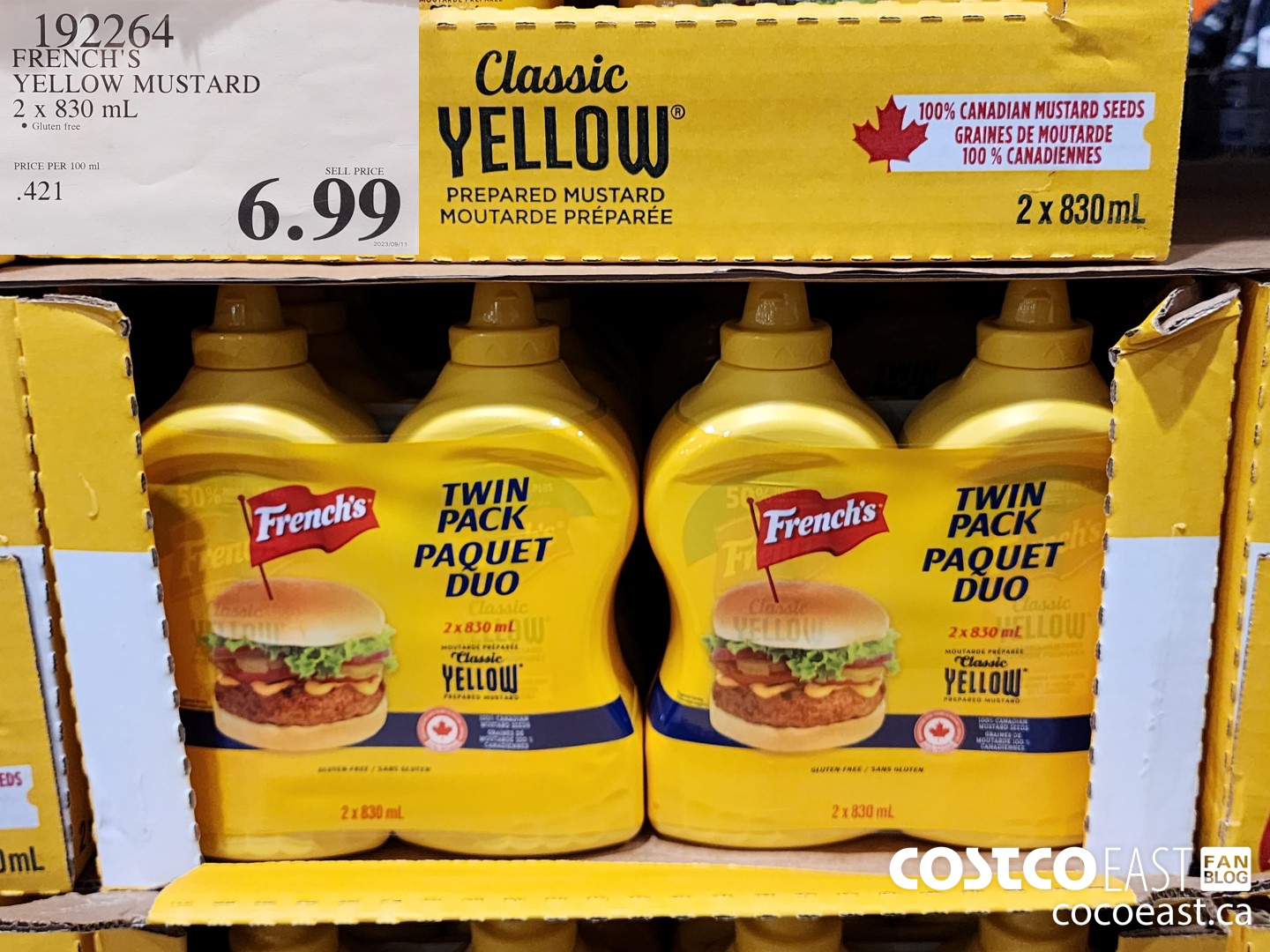 192264 FRENCH'S YELLOW MUSTARD 2 X 830 ML $6.99