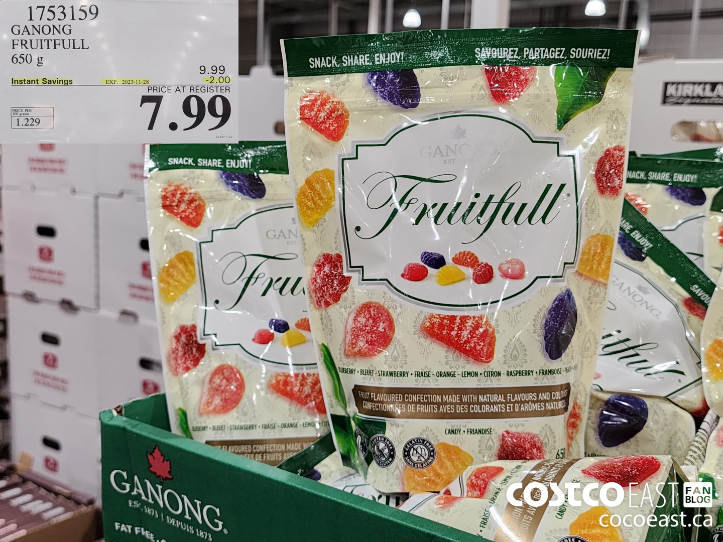 1753159 GANONG FRUITFULL 650 g ($2.00 INSTANT SAVINGS EXPIRES ON 2023-11-28) $7.99