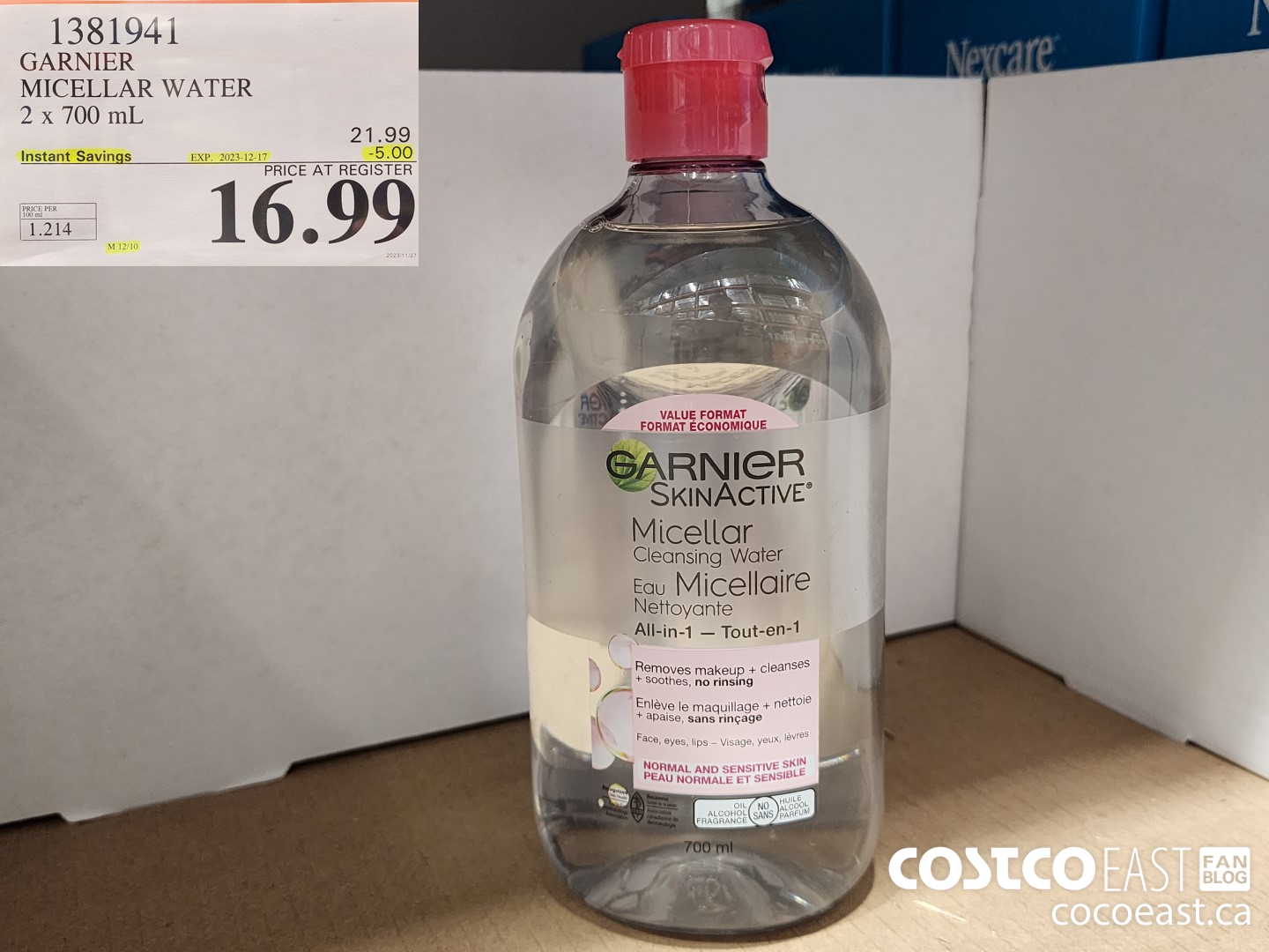 1381941 GARNIER MICELLAR WATER 2 X 700 mL ($5.00 INSTANT SAVINGS EXPIRES ON 2023-12-17) $16.99
