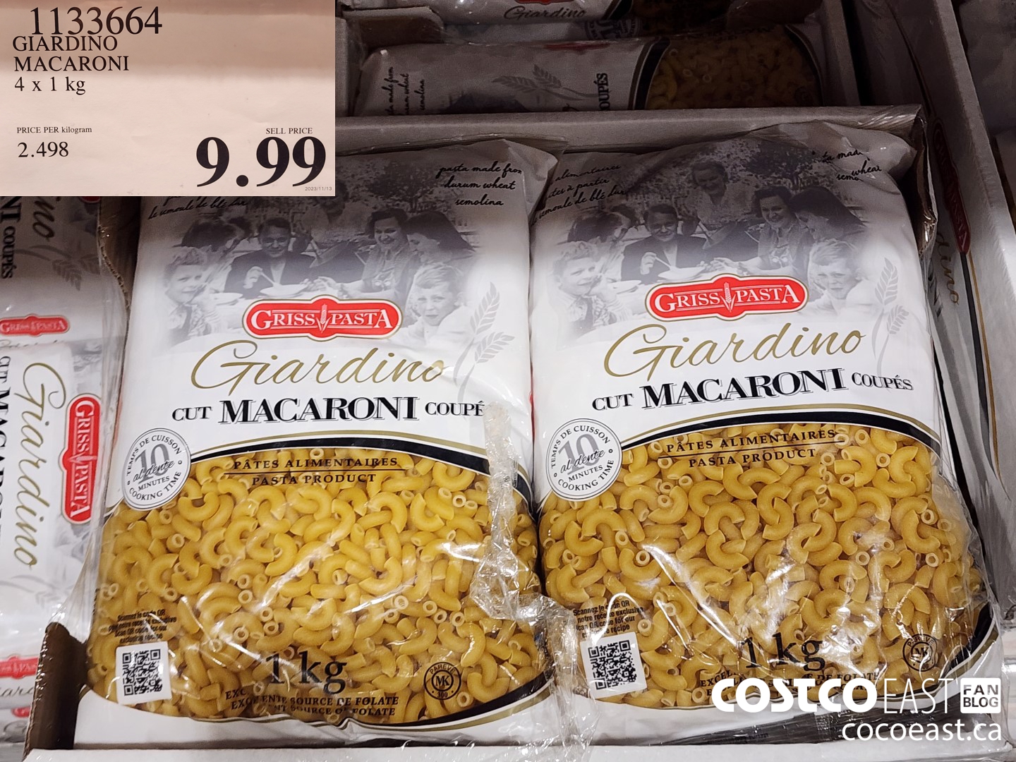 1133664 GIARDINO MACARONI 4 x 1 KG $9.99