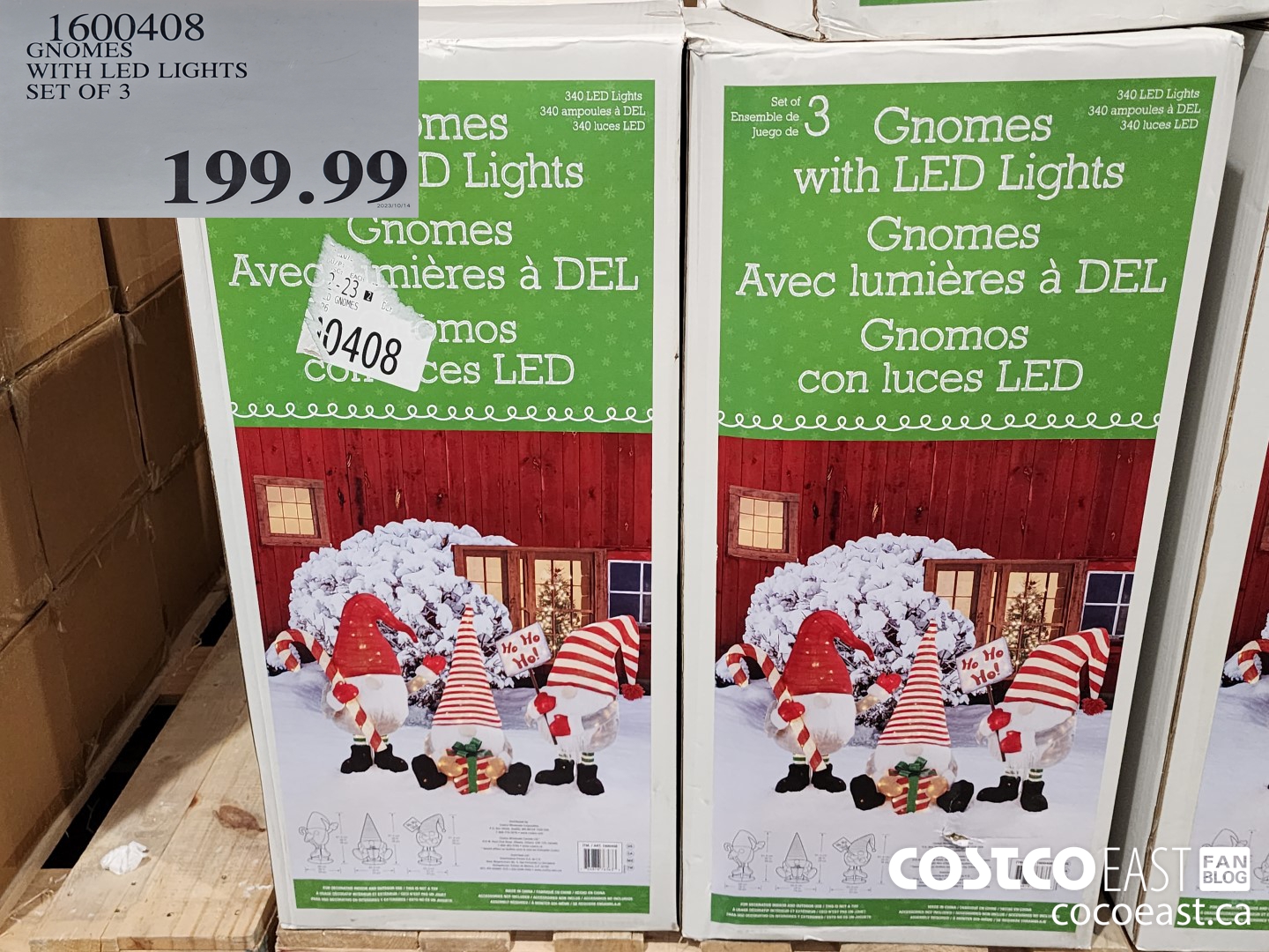 1600408 GNOMES WITH LED LIGHTS SET OF 3 $199.99