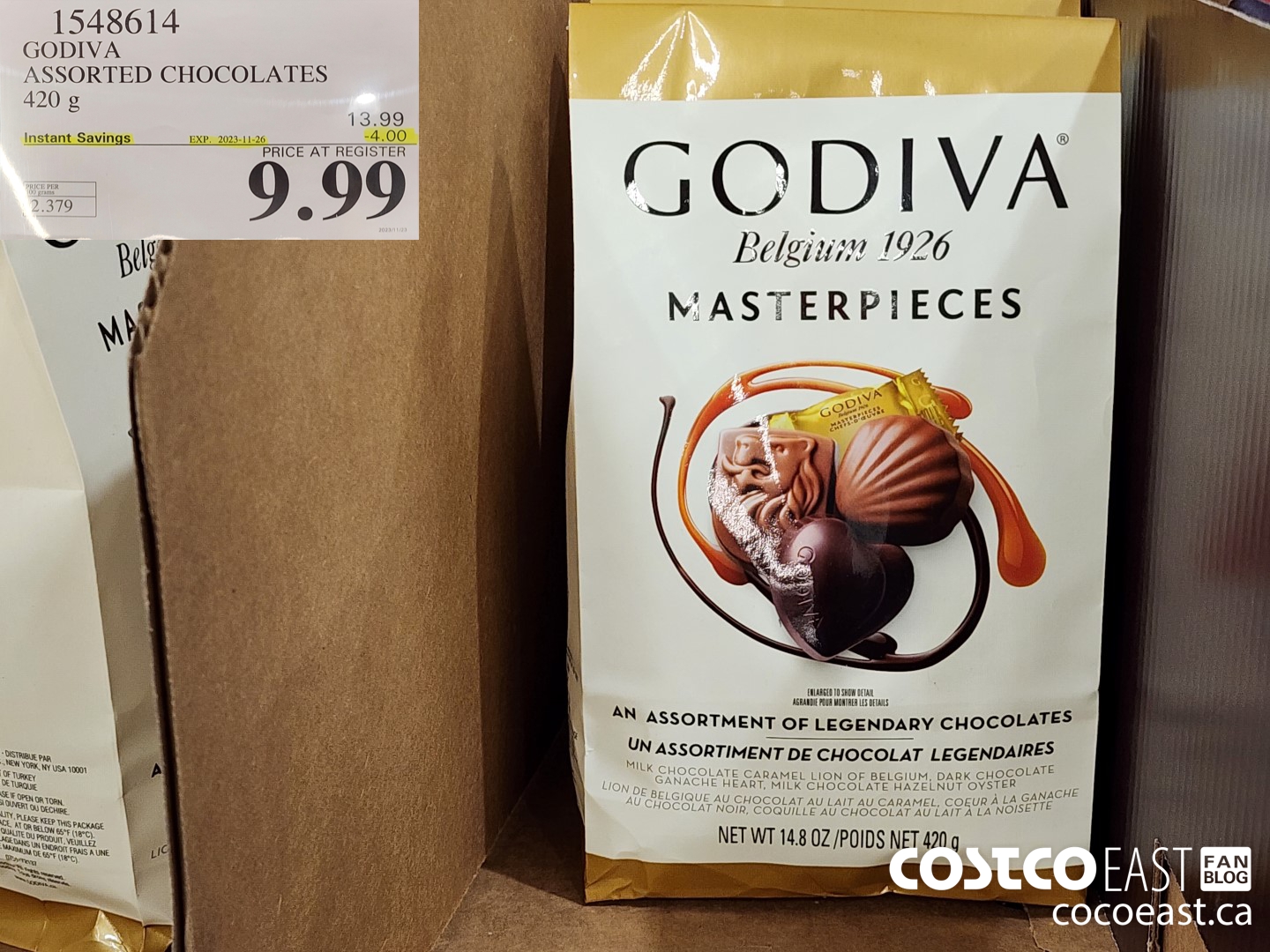 1548614 GODIVA ASSORTED CHOCOLATES 420 G ($4.00 INSTANT SAVINGS EXPIRES ON 2023-11-26) $9.99