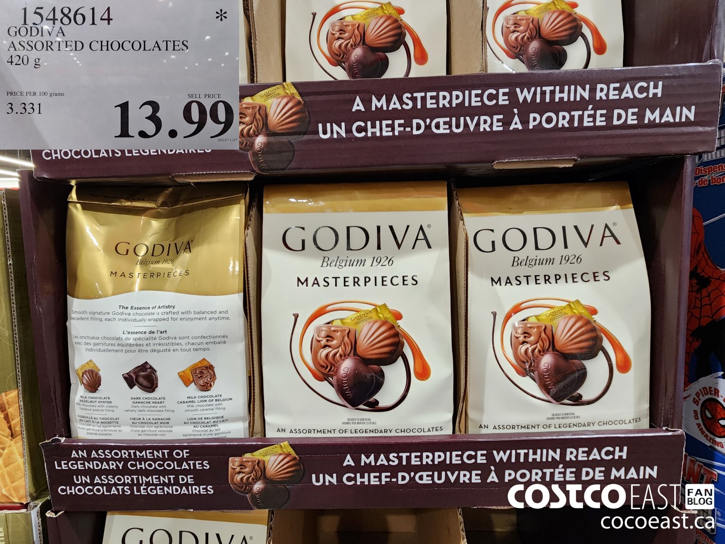 1548614 GODIVA ASSORTED CHOCOLATES 420 G $13.99