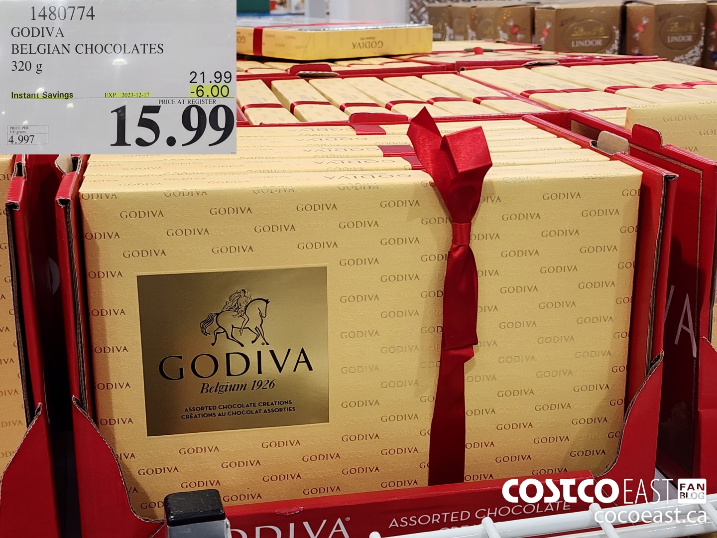 1480774 GODIVA BELGIAN CHOCOLATES 320 G ($6.00 INSTANT SAVINGS EXPIRES ON 2022-11-30) $15.99