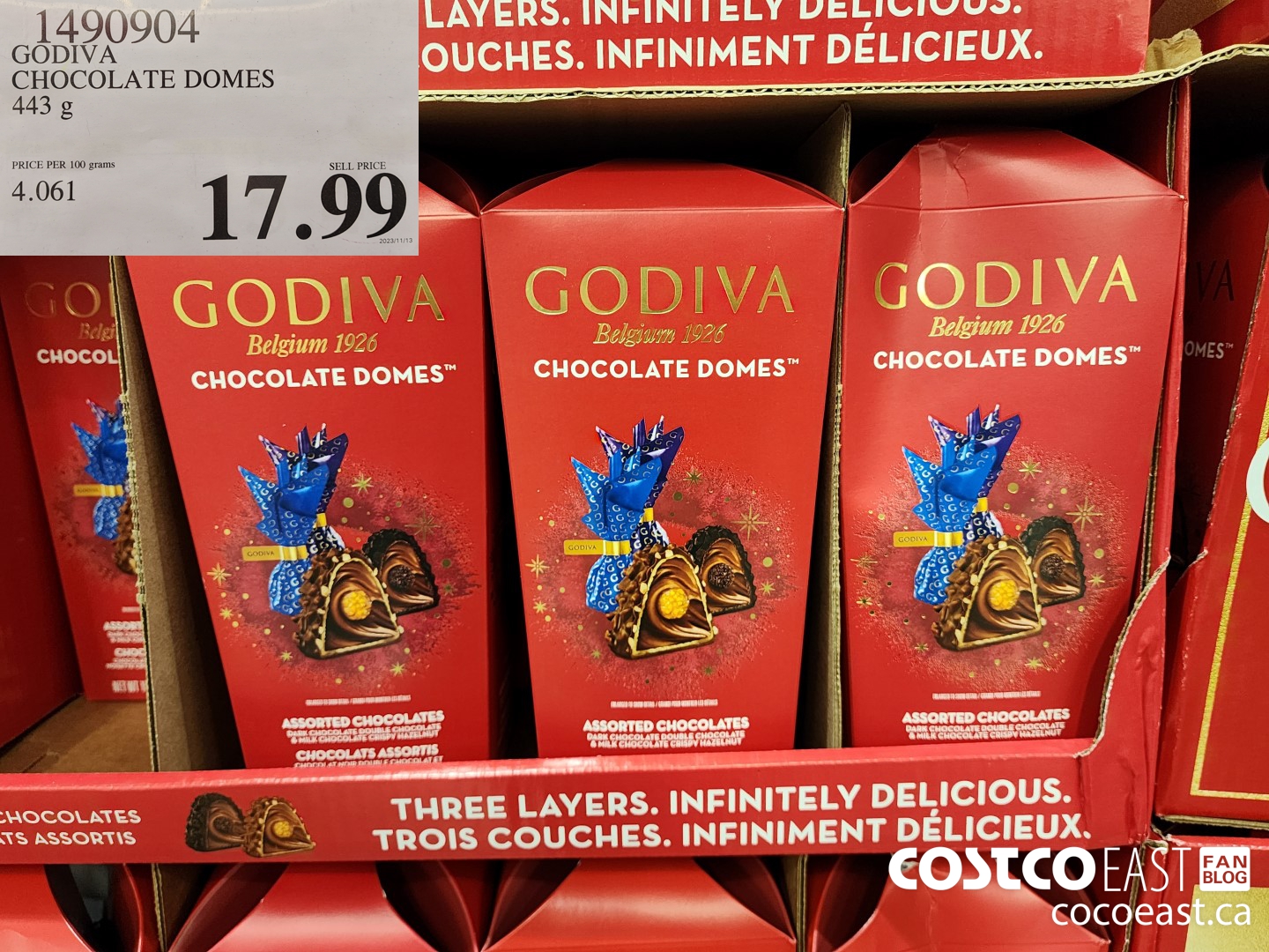 1490904 GODIVA CHOCOLATE DOMES 443 G $17.99