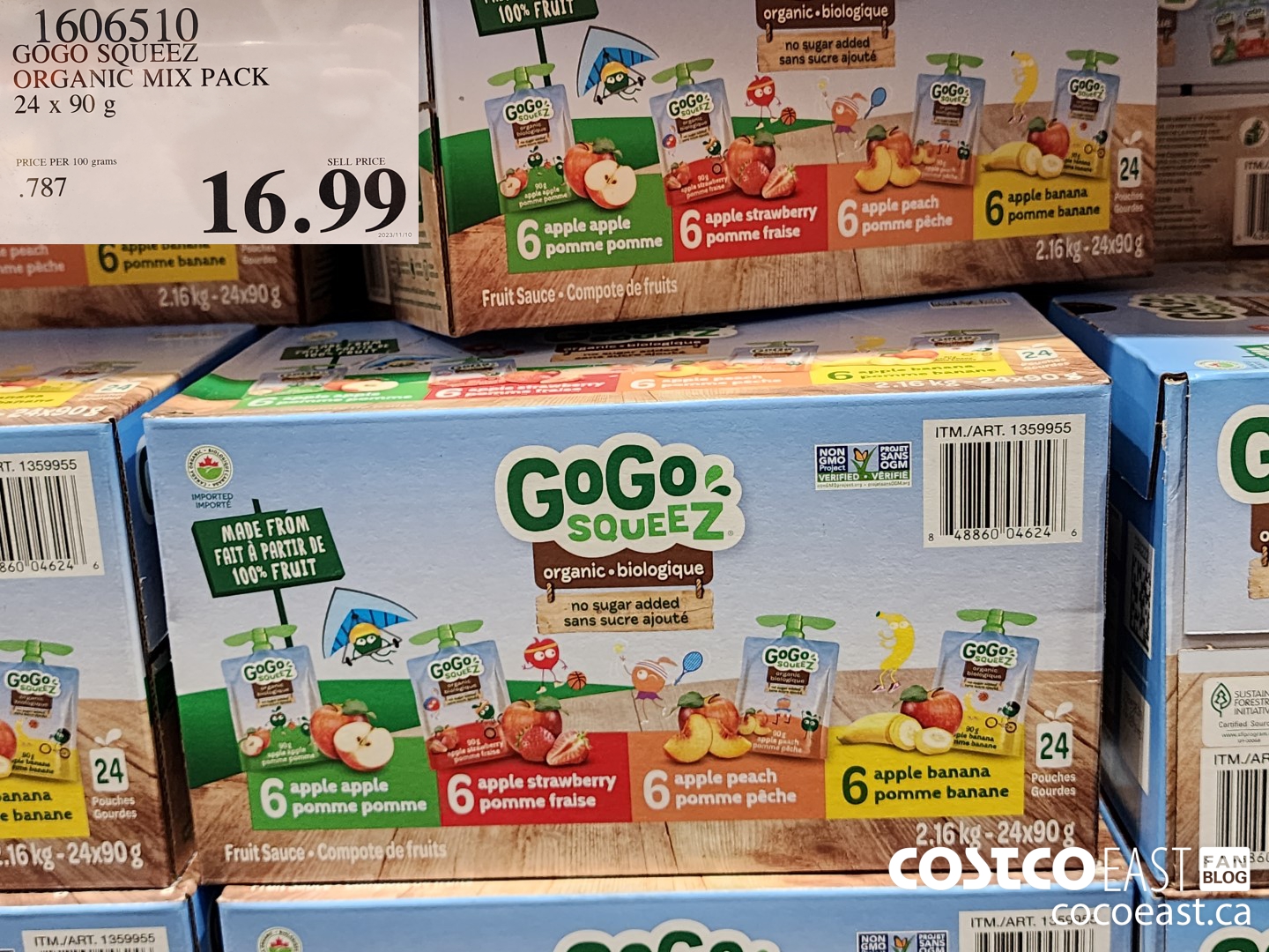 1606510 GOGO SQUEEZ ORGANIC MIX PACK 24 x 90 g $16.99