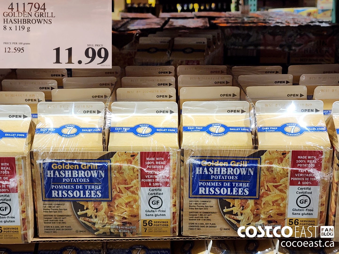 411794 GOLDEN GRILL HASHBROWN 8 X 119G $11.99