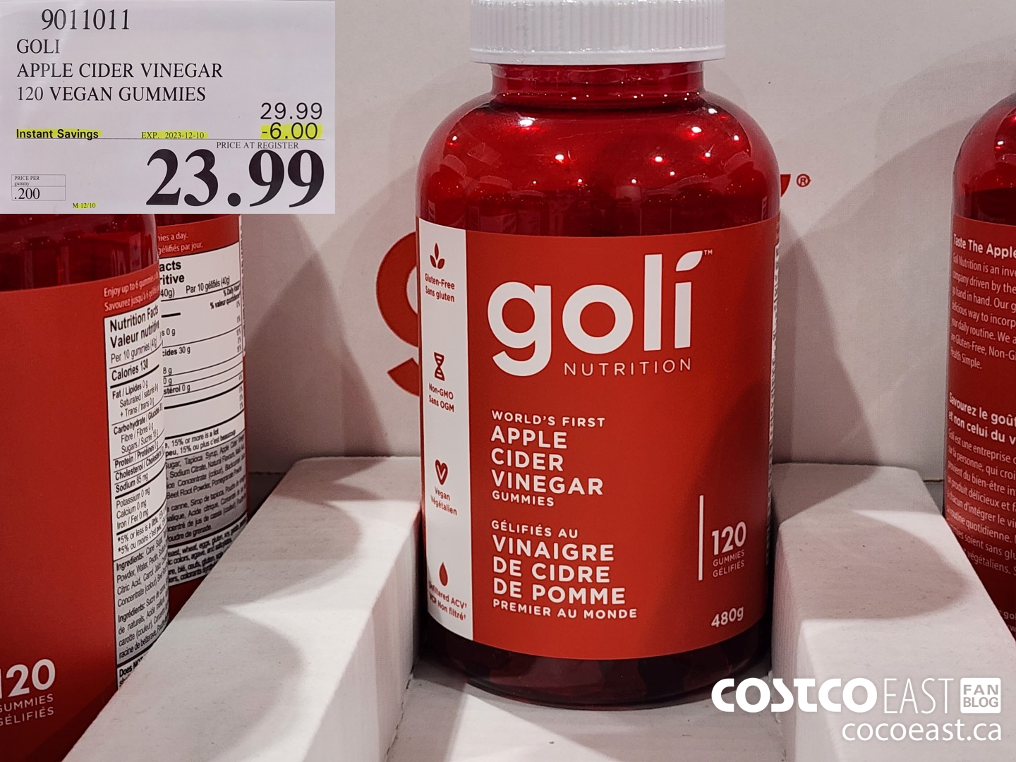 9011011 GOLI APPLE CIDER VINEGAR 120 VEGAN GUMMIES ($6.00 INSTANT SAVINGS EXPIRES ON 2023-12-10) $29.99